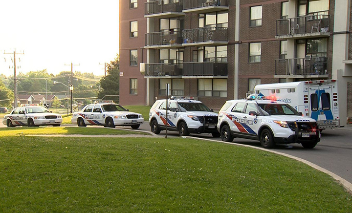 Toronto police were called to an apartment building near Scarborough Golf Club Road and Lawrence Avenue East Sunday morning after two men were shot.