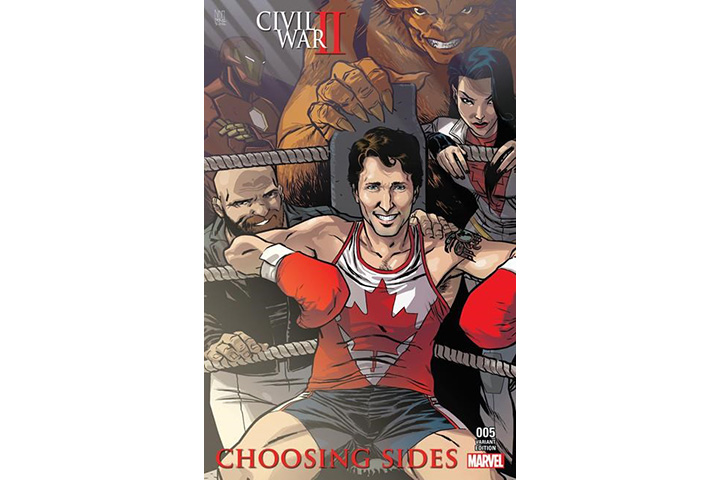 Trudeau will grace the variant cover of issue No. 5 of Marvel’s “Civil War II: Choosing Sides,” due out Aug. 31.