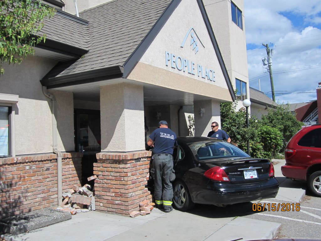 A vehicle was accidentally driven into a building in Vernon on Wednesday morning. 