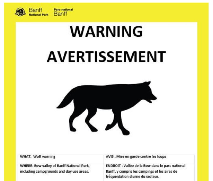 Wolf Warning from Parks Canada.