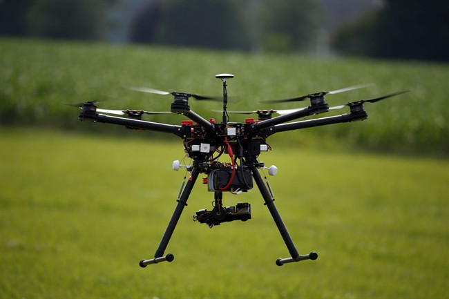 FILE PHOTO: A hexacopter drone is flown during a drone demonstration.