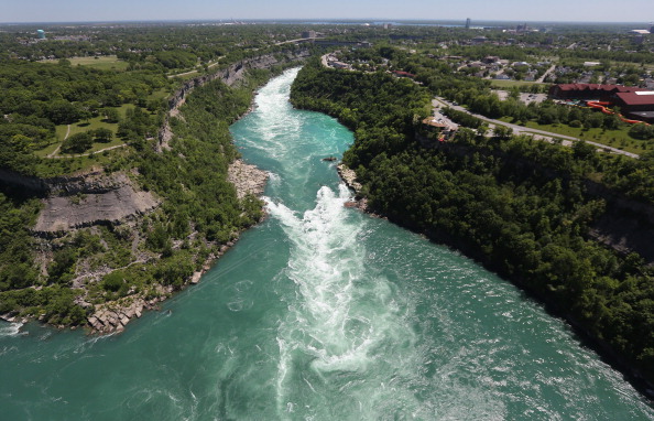 The Niagara River emerges from the Niagara Gorge on June 4, 2013 at Lewiston, New York.
