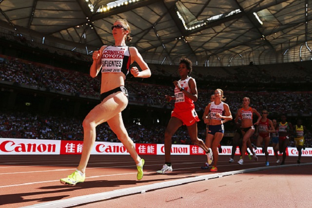 Winnipeg's Nicole Sifuentes competes in the Women's 5000 metres heats during day six of the 15th IAAF World Athletics Championships Beijing 2015 at Beijing National Stadium on August 27, 2015 in Beijing, China. 
