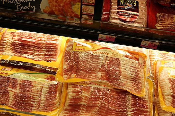 Processed meats are displayed in a grocery store on October 26, 2015 in Miami, Florida. 