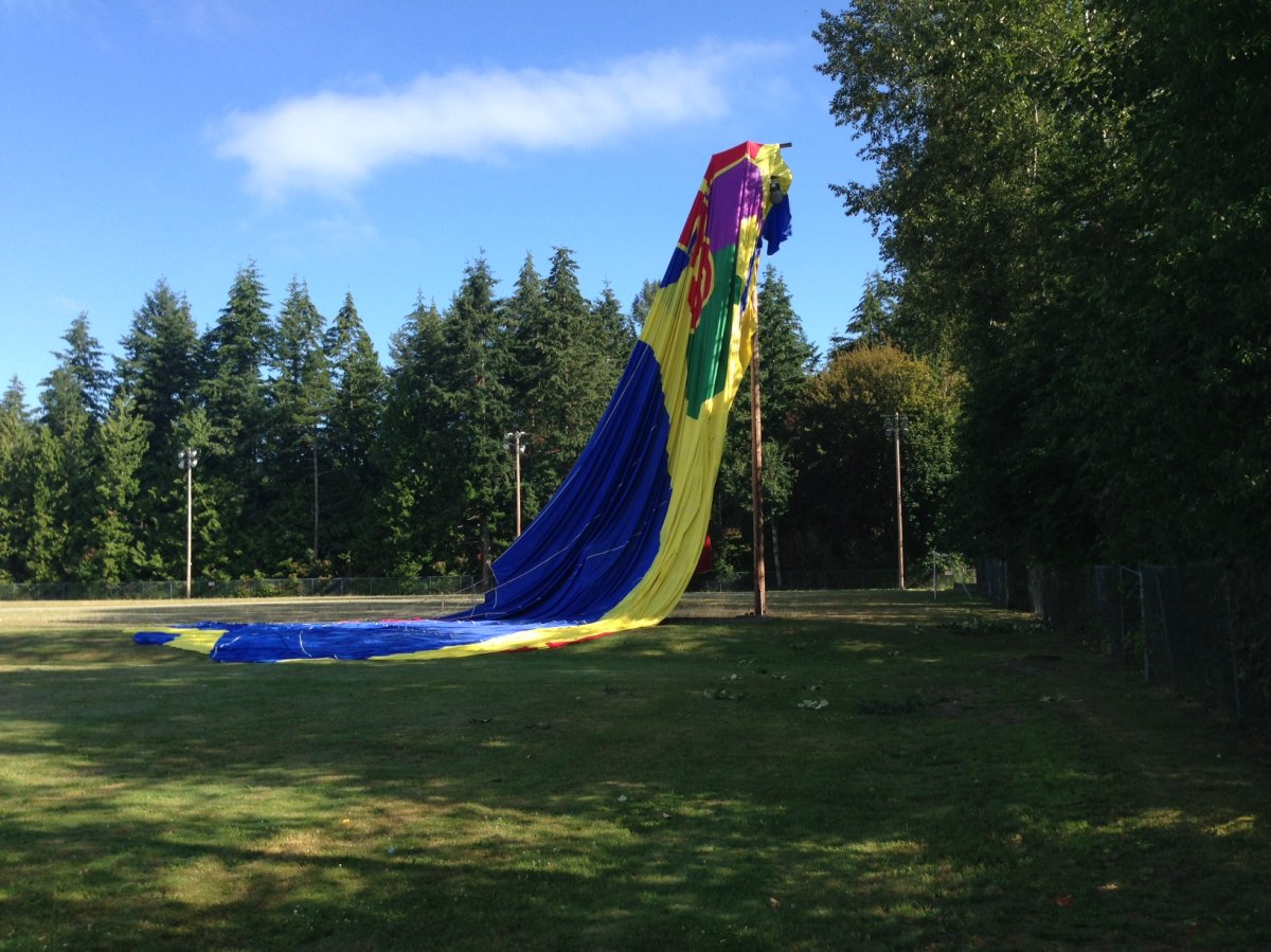 The deflated balloon in a Langley field.