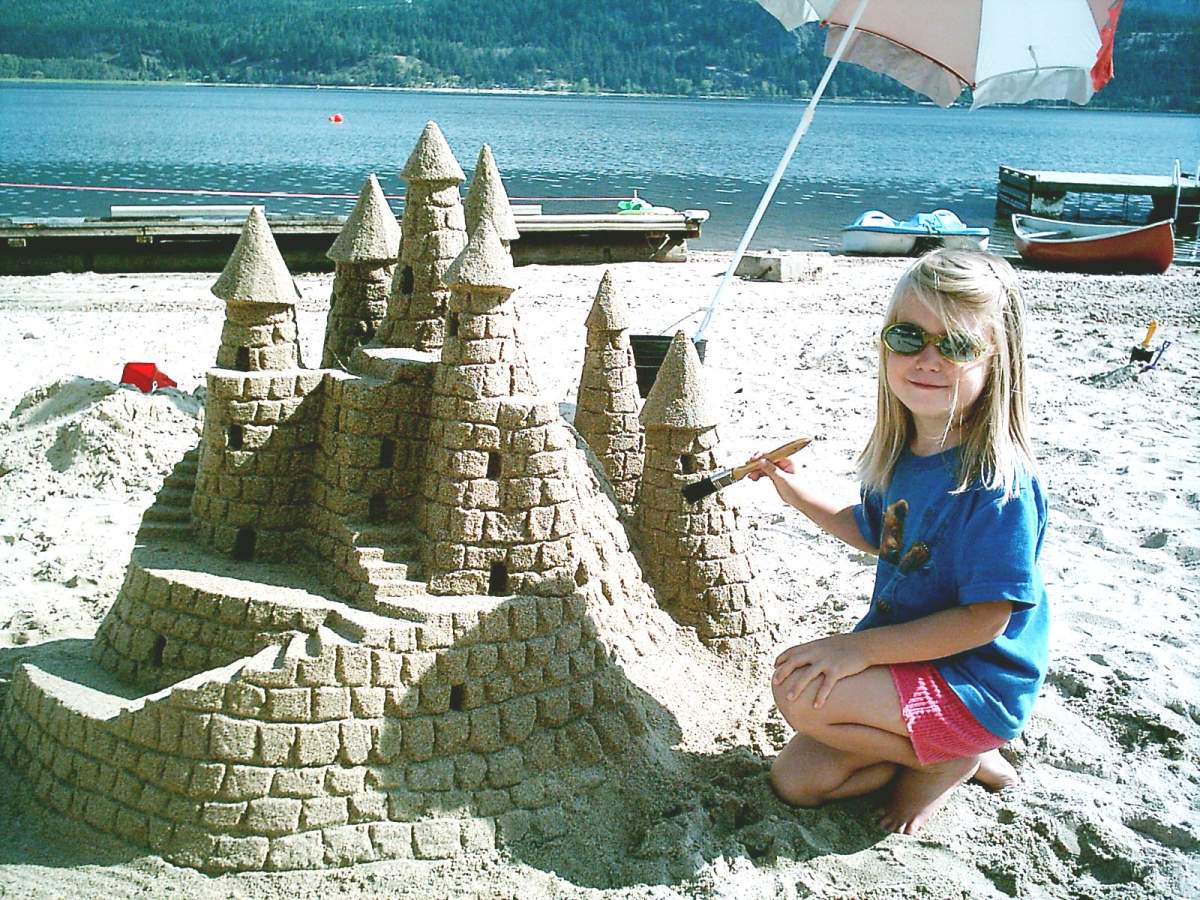 Bernadette with one of the family's early sandcastle creations.