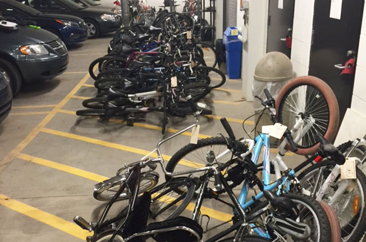Saskatoon police patrol officers find 40 bikes, meth during court check, charge two men.