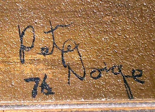 A painting, allegedly painted by renowned artist Peter Doig, is shown in this undated handout photo.