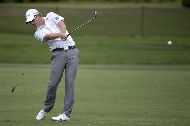 David Hearn hits from the 16th fairway during the first round of the Arnold Palmer Invitational golf tournament in Orlando, Fla., on March 17, 2016.