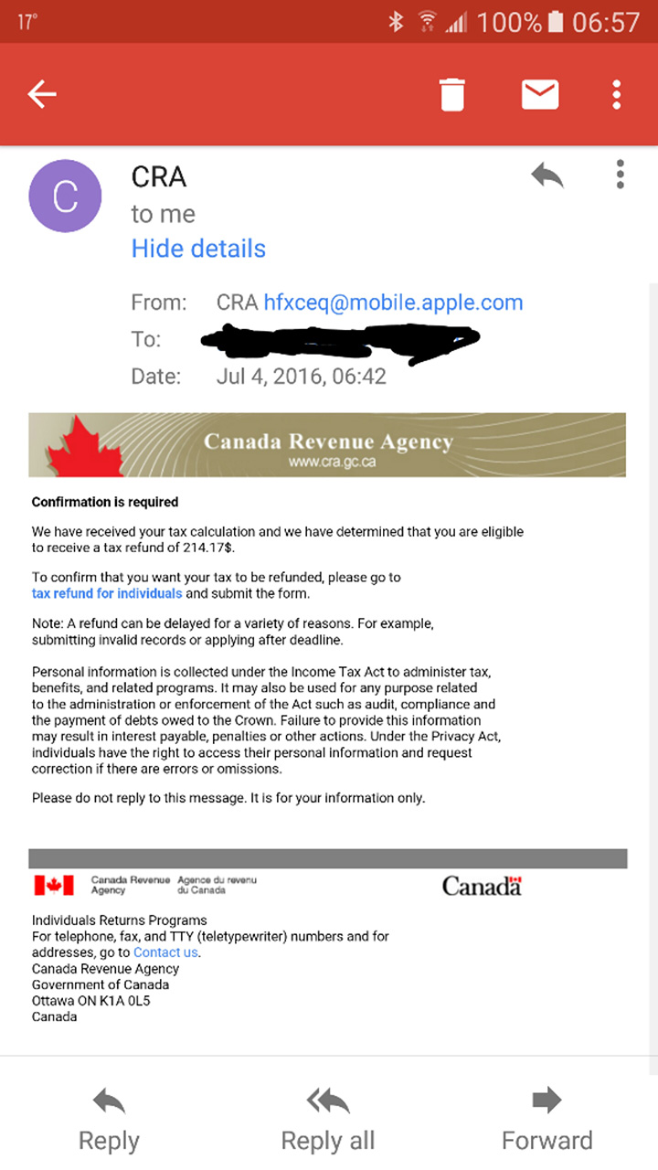 canada revenue agency phone number