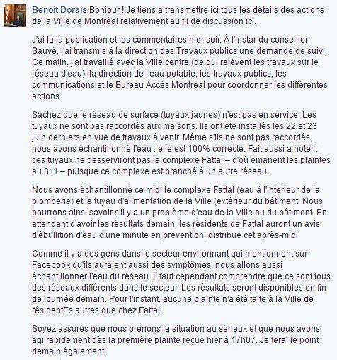Benoit Dorais’ comments on Facebook