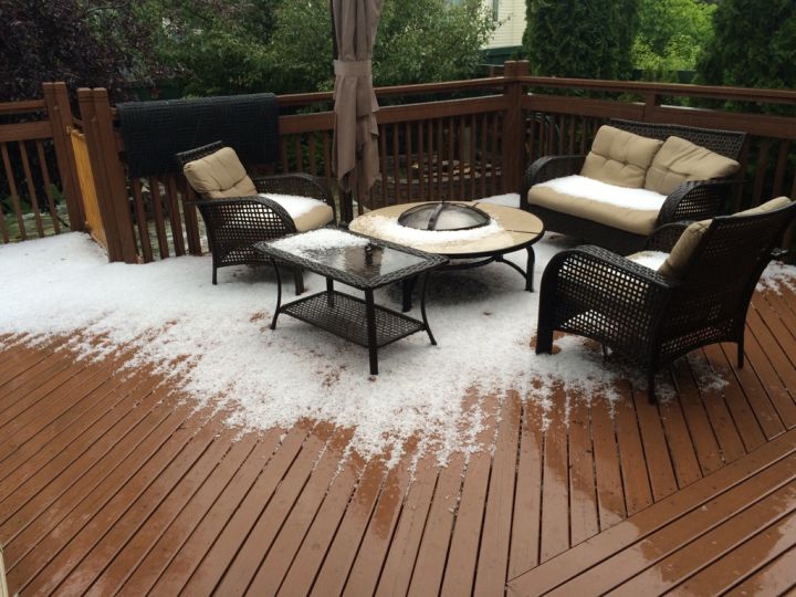 Hail accumulated in south Edmonton Friday, July 8, 2016 as a thunderstorm rolls through the region.