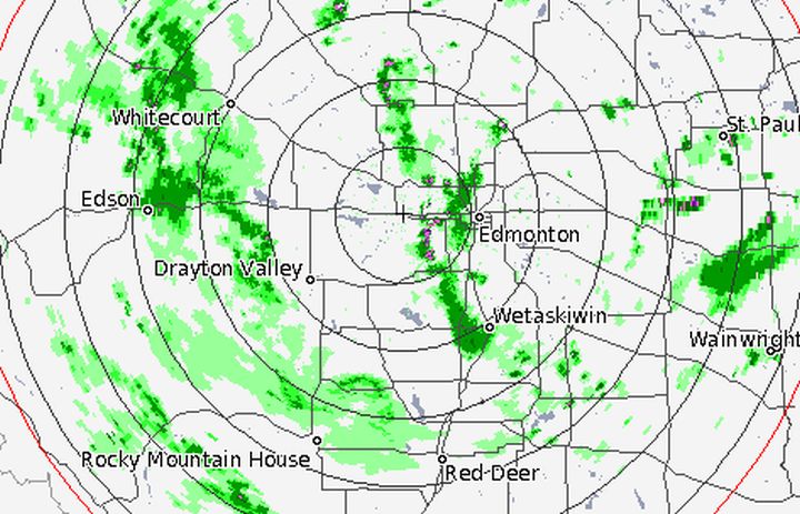 Weather radar from Environment Canada on July 10, 2016.