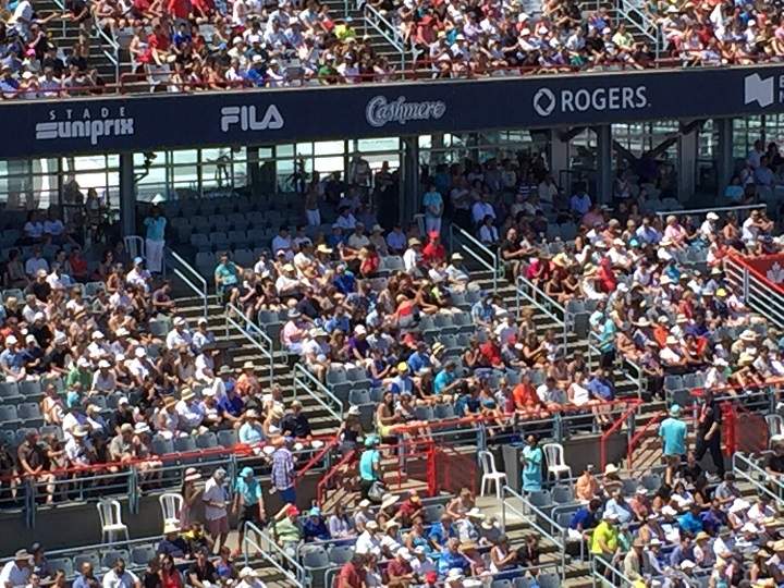 Fans gather in the stands ahead of Sunday’s final pitting Simona Halep against Madison Keys at Montreal’s Rogers Cup. Sunday, July 31, 2016.