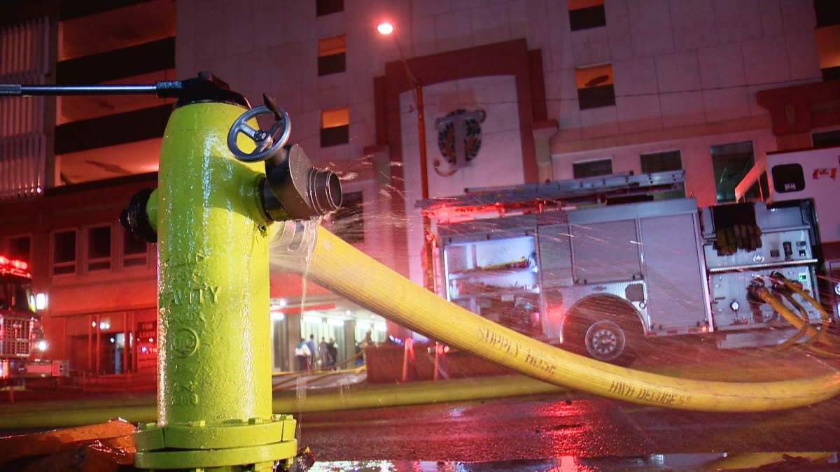 Firefighters respond to a blaze in the 700 block of 6 Avenue S.W. on Monday, July 11, 2016. 