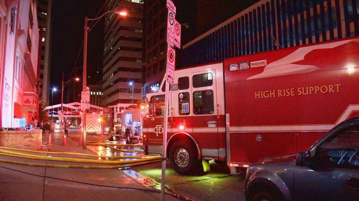 Firefighters respond to a blaze in the 700 block of 6 Avenue S.W. on Monday, July 11, 2016.