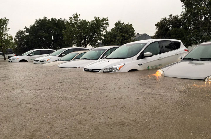Swift Current hit with flash floods after six centimetres of rain in southern Saskatchewan Saturday.