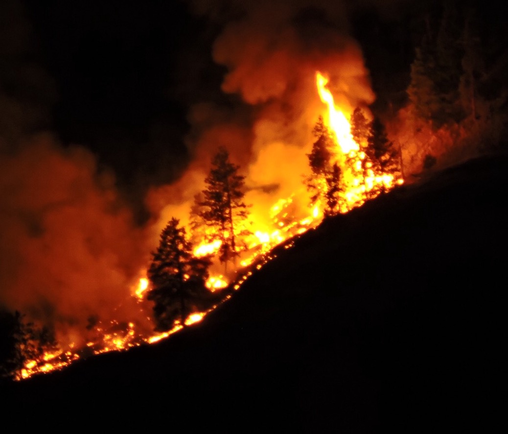 Sixty residents in Vernon were evacuated due to a wildfire that began Saturday night.