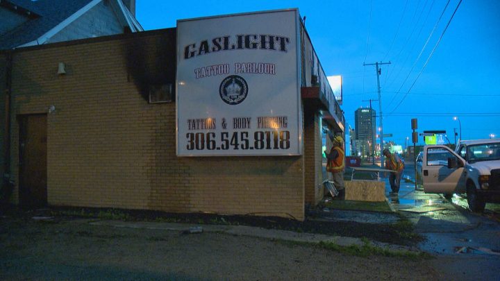 Crews were called to gaslight tattoos along the 1300 block of Saskatchewan Drive at 1:30 a.m. Monday morning.