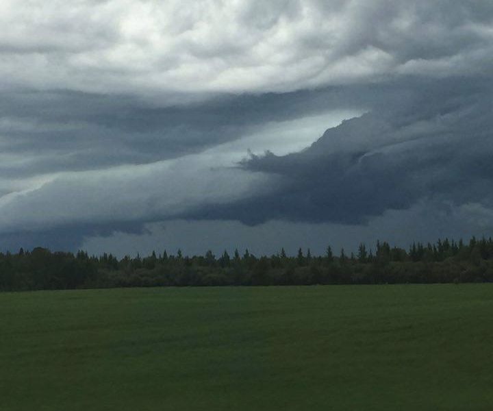 Dark clouds in Hylo, Alberta at around 3 p.m. Sunday, July 3, 2016.