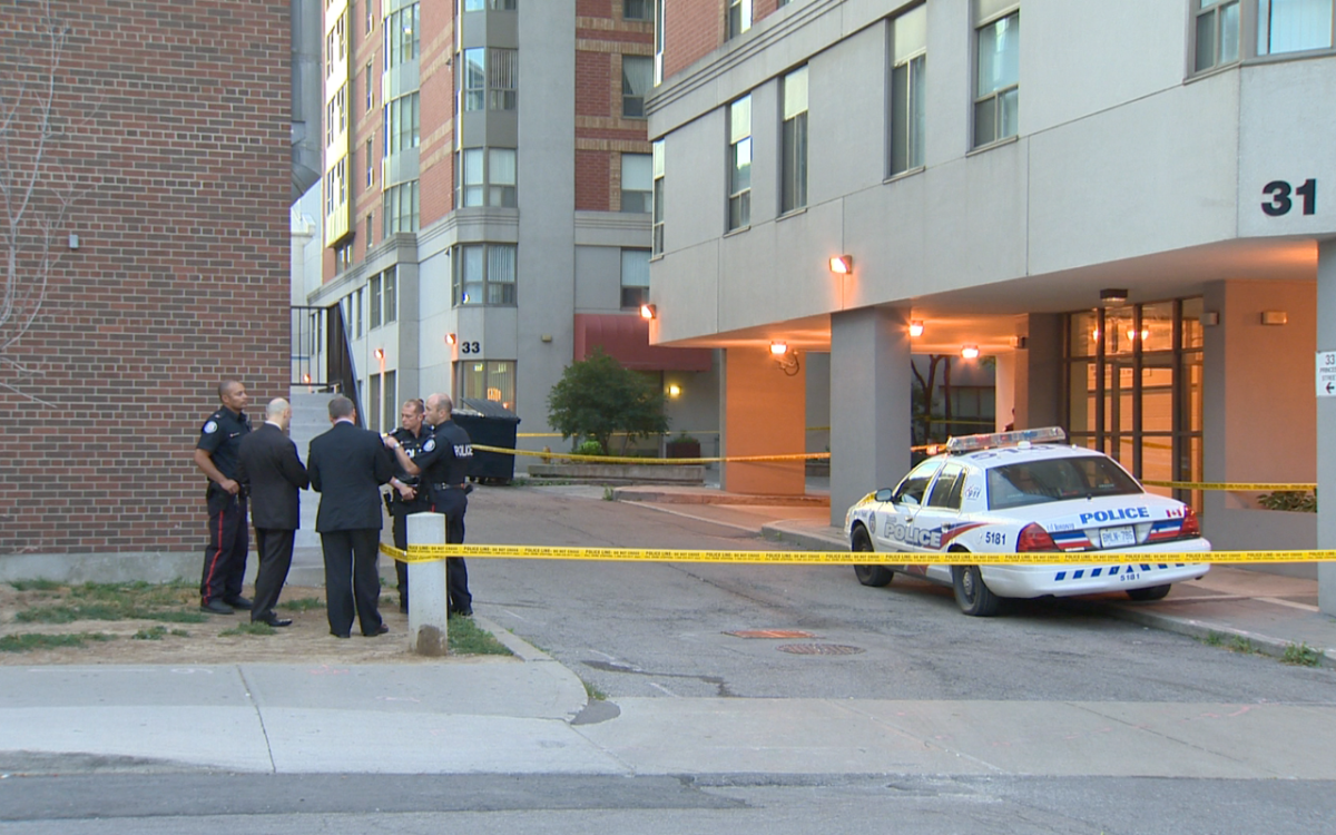 Police investigate a stabbing at 31 Princess Street on July 22, 2016.