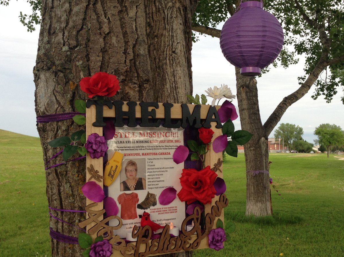 A new memorial was set up Monday before a vigil for Thelma Krull.