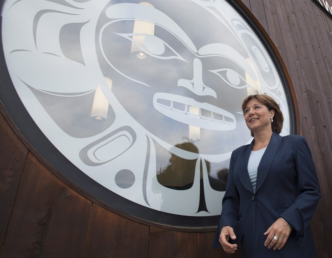 FILE PHOTO: British Columbia Premier Christy Clark arrives for a meeting of Premiers and National Aboriginal Organization leaders in Whitehorse, Yukon, Thursday, July, 21, 2016.