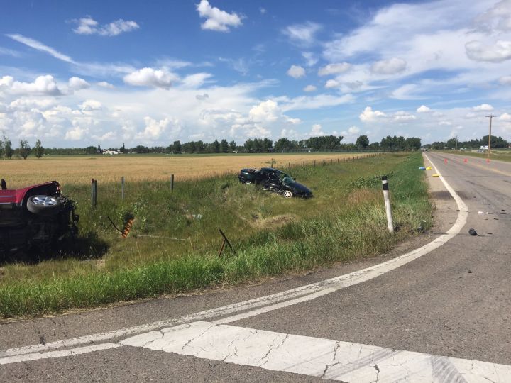 The collision happened at the intersection of Range Road 2-11 and Township Road 84, just north of Highway 4 on July 27, 2016.