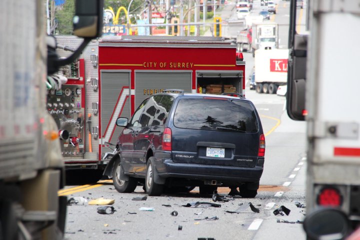 Motorcycle rider survives after collision splits bike in half - BC ...