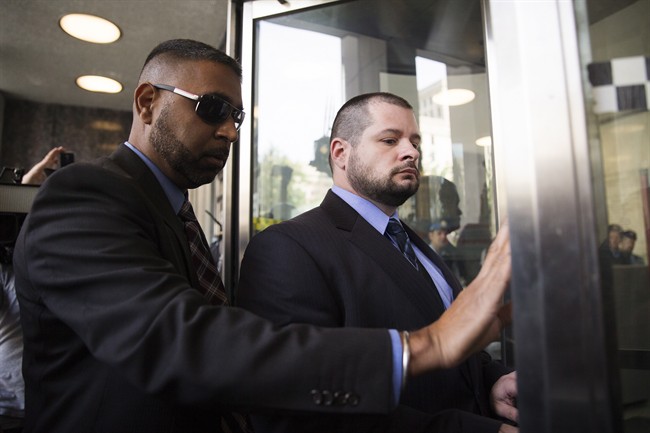 Constable James Forcillo arrives at a Toronto courthouse on Thursday, July 28, 2016 to be sentenced for the attempted murder of 18-year-old Sammy Yatim in 2013. THE CANADIAN PRESS/Michelle Siu.