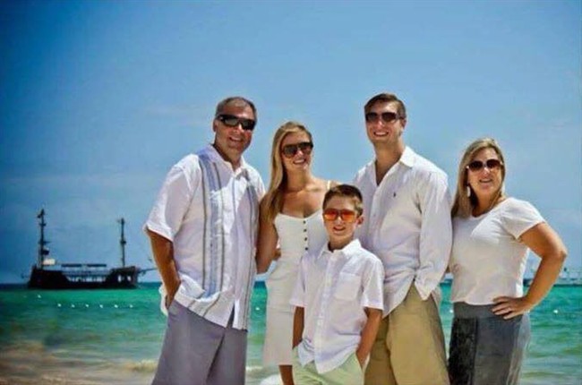 This photo provided by Jess Davis shows the Copeland family, from left, Sean, Maegan, Brodie, Austin and Kim.