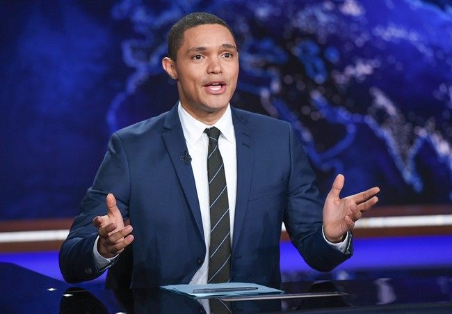 Trevor Noah appears during a taping of 'The Daily Show with Trevor Noah' in New York.