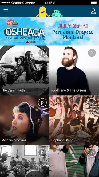 Osheaga app showing lineup details. July 29, 2016.