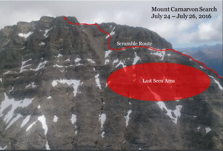 A map shows the route taken by scramblers on Mount Carnavon.