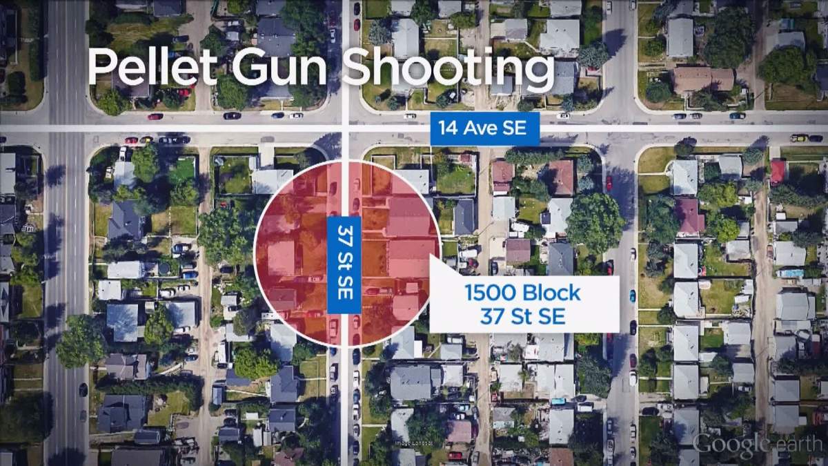 Calgary police were called to the 1500 block of 37 Street S.E. just before 2 a.m. on Wednesday, July 20, 2016 after a pellet gun was fired through a front window. 