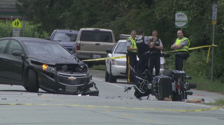 A man is dead after a motorcycle crash in Port Coquitlam early Saturday night .