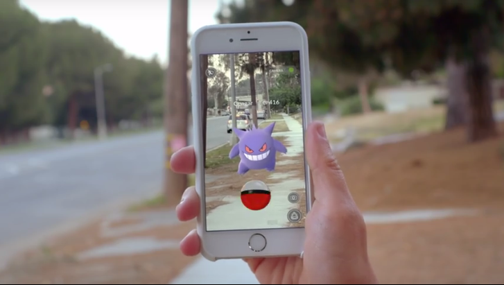 A still from the Pokemon GO trailer shows how the Pokemon can be viewed in augmented reality. 