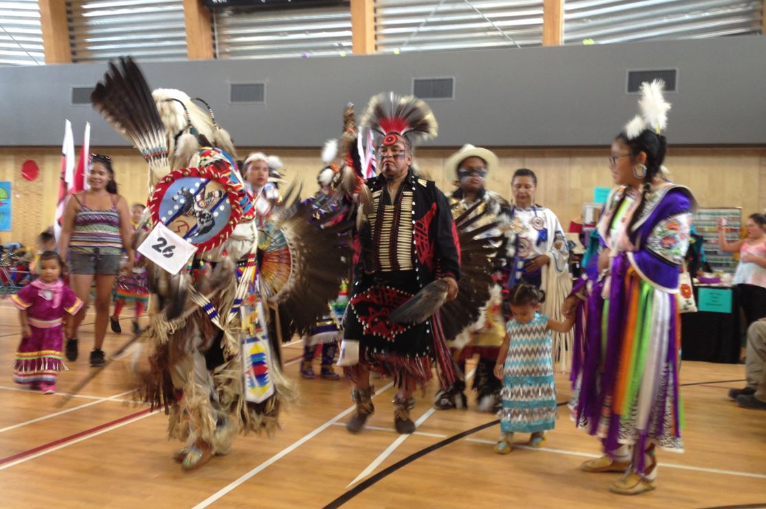 Dancing at the Penticton Indian Band pow wow on Sunday.