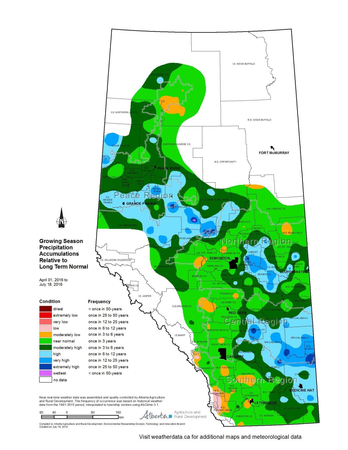 Growing season precipitation accumulations