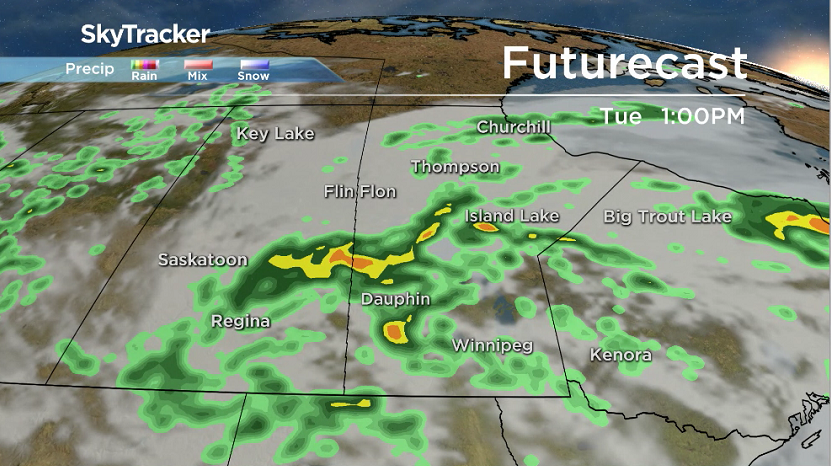 Rainy looking Tuesday in Manitoba
