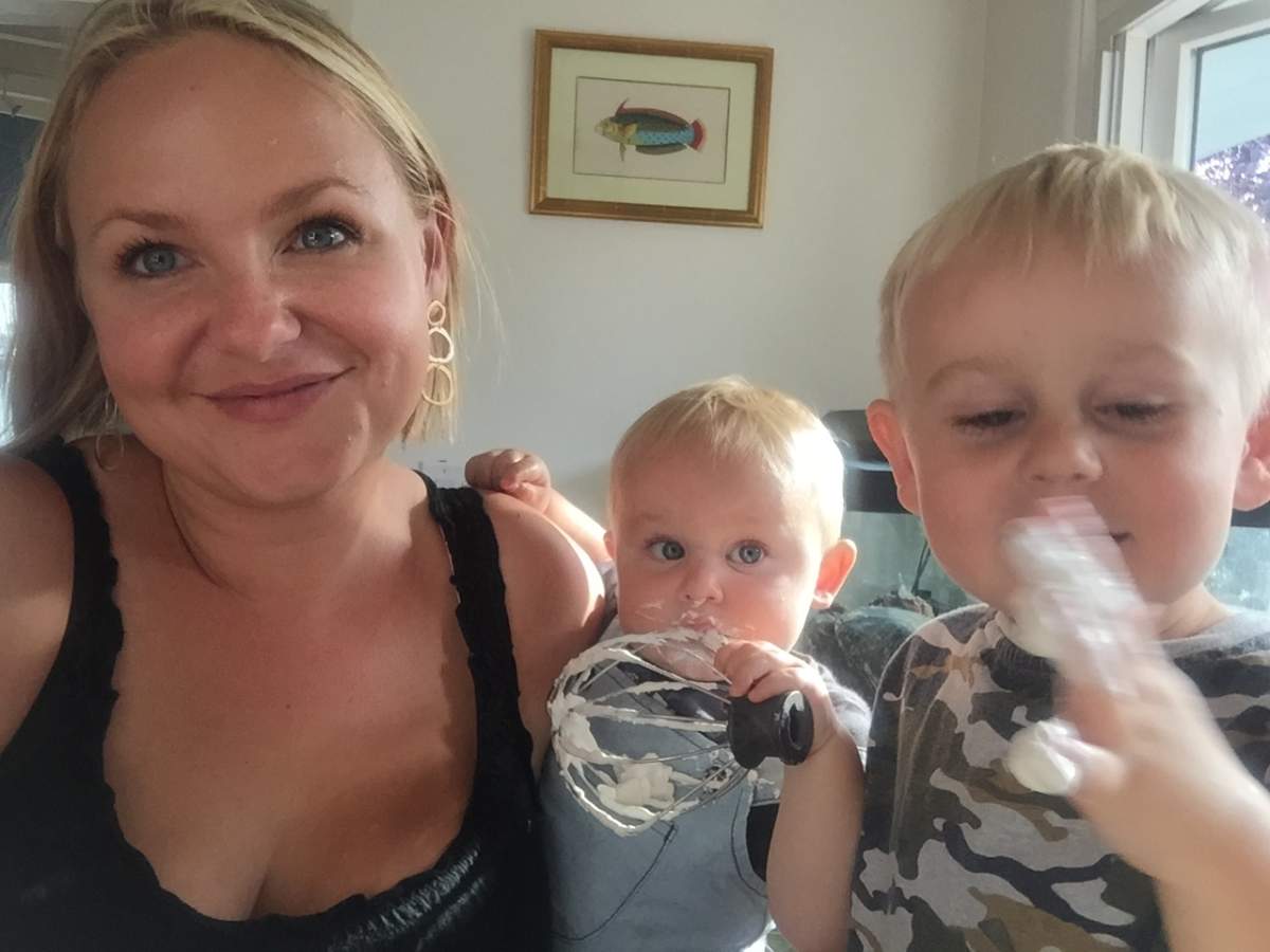 Rufi Thorpe with her two boys. Getting a good picture with them is tricky, she says.