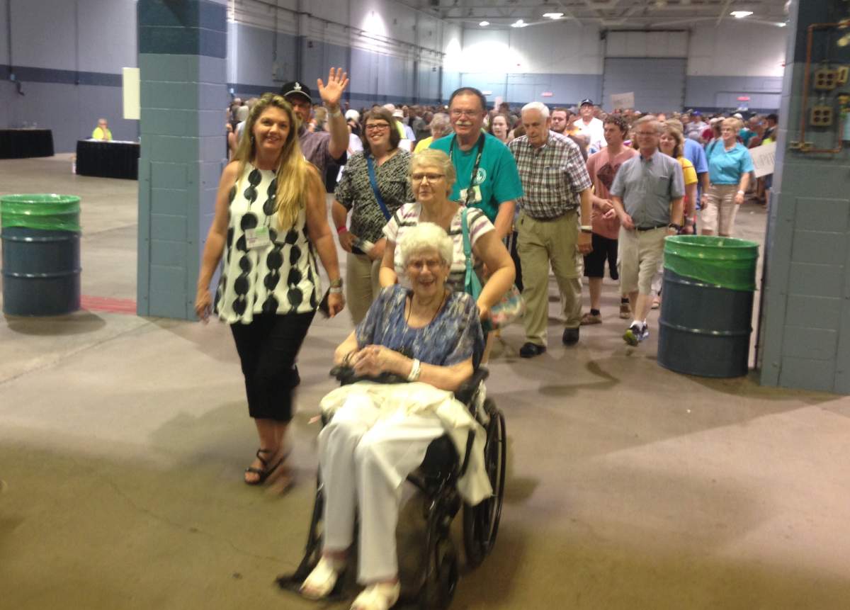 Steeves family members enter Moncton Coliseum for World Record attempt.