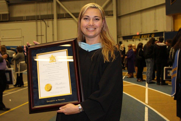 A woman identified to Global News as Christina Albini is seen in this Oct. 19, 2015 photo released by the University of Windsor at a convocation ceremony.