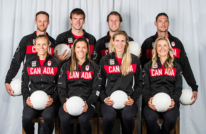 Sarah Pavan and Heather Bansley; Jamie Broder and Kristina Valjas; Chaim Schalk and Ben Saxton; and Josh Binstock and Sam Schachter. 