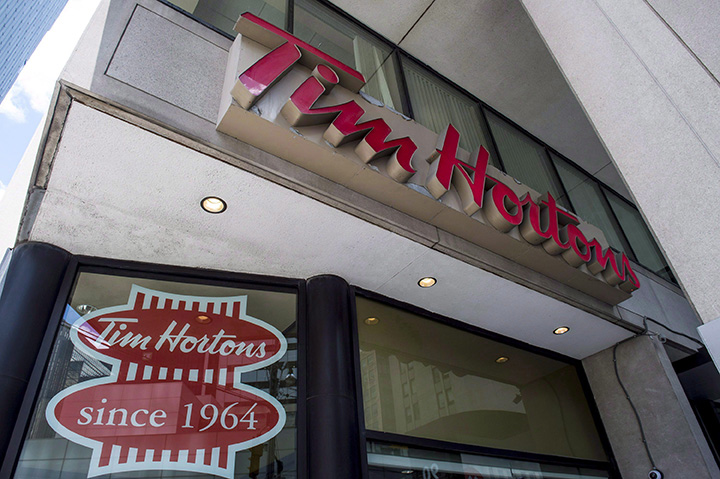 A Tim Hortons coffee shop pictured in downtown Toronto, on Wednesday, June 29, 2016. 