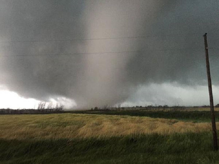 Sean Schofer tweeted out this photo of an enormous tornado in southern Manitoba. 