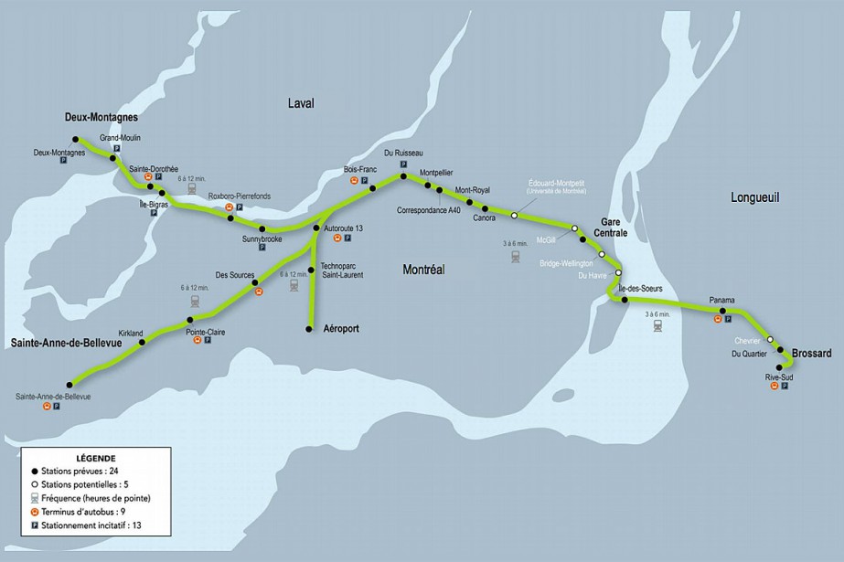 The proposed electric train network by the Caisse de Dépot.
