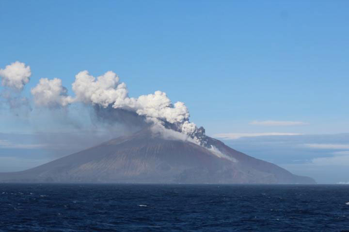Mount Curry erupting on Zavodovski Island in the South Sandwich Islands.