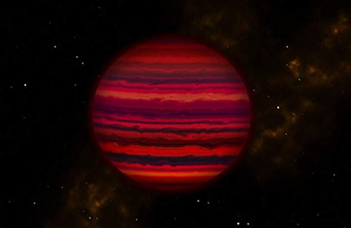 Artist's rendering of WISE 0855 as it might appear if viewed up close in infrared light.