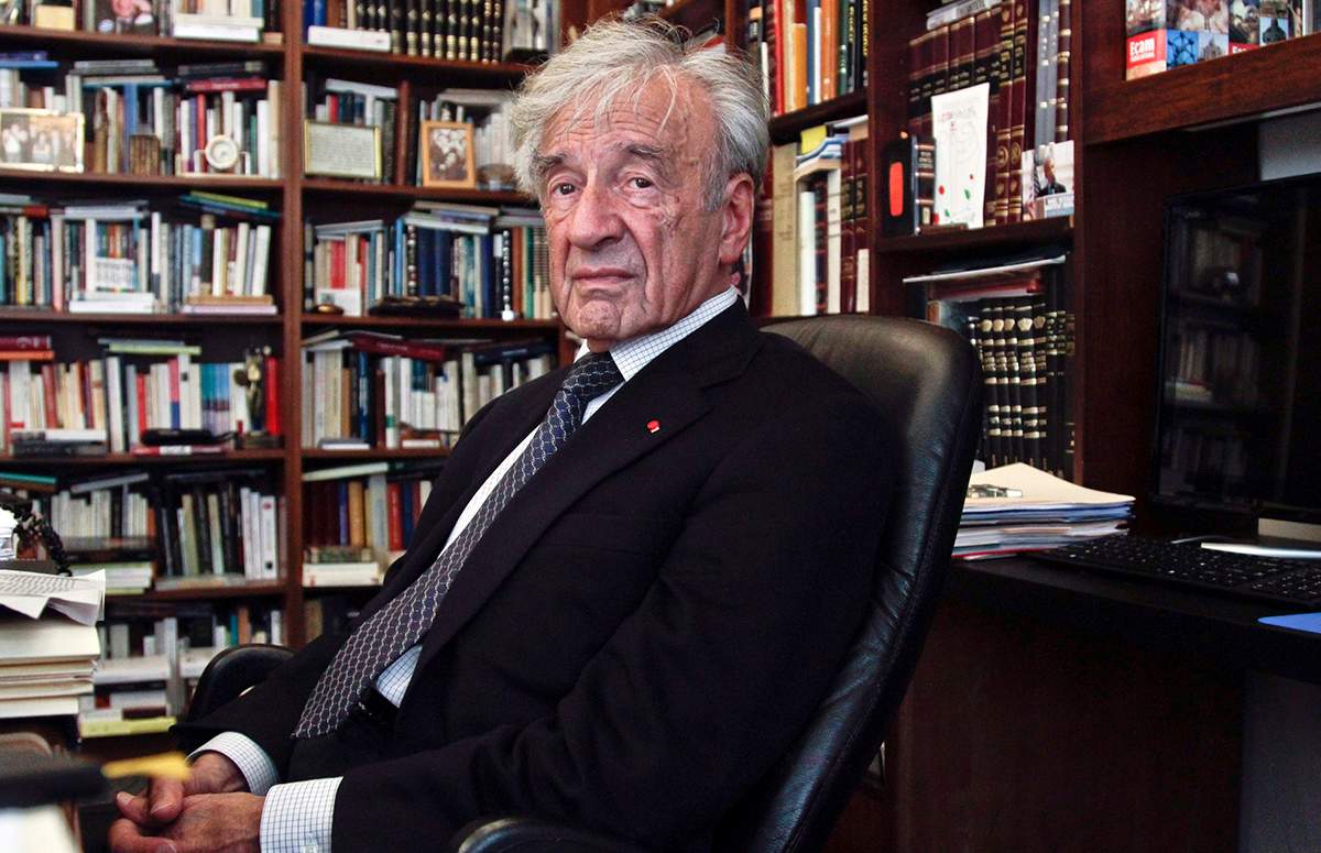 This Sept. 12, 2012, photo shows Holocaust activist and Nobel Peace Prize recipient Elie Wiesel, 83, in his office in New York. 